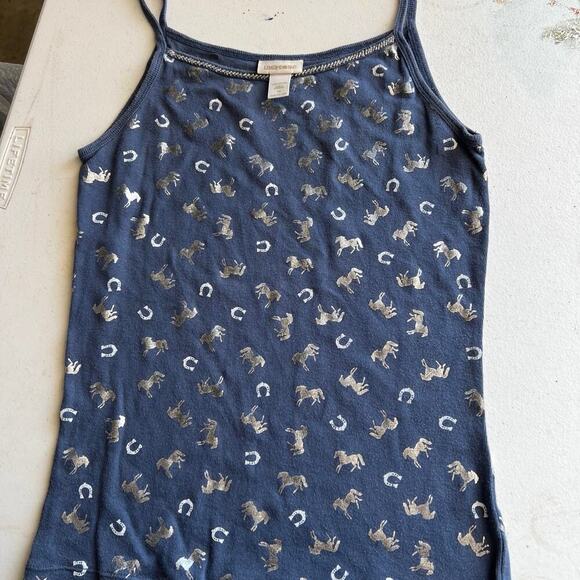 Limited Too, girls size 14, cami Blue with silver horses and horseshoes. - Picture 2 of 5